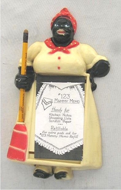 Vintage Plastic Mammy Kitchen Note Pad Pencil Holder U s A