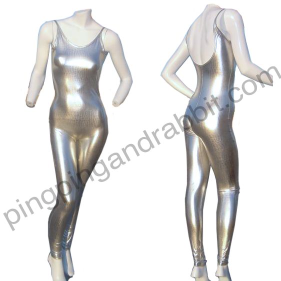 Metallic Silver Chrome Snake Unitard Bodysuit Jumpsuit