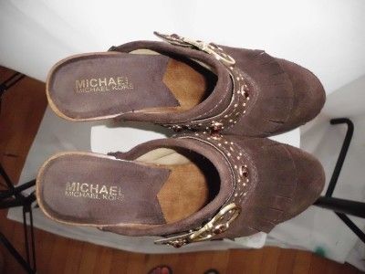 Michael by Michael Kors Sommerset Wood Clog Chocolate Brown Size 7M