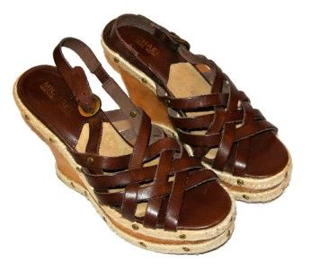 Gorgeous Michael Kors Leather Wood Wedge Strappy Sandal 6 5 Sandals