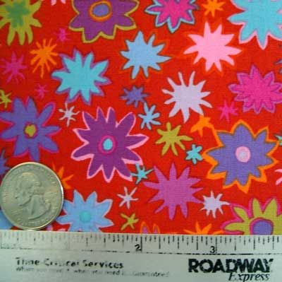 Kaffe Fassett Star Flower Red Orange GP88 Fabric Yd