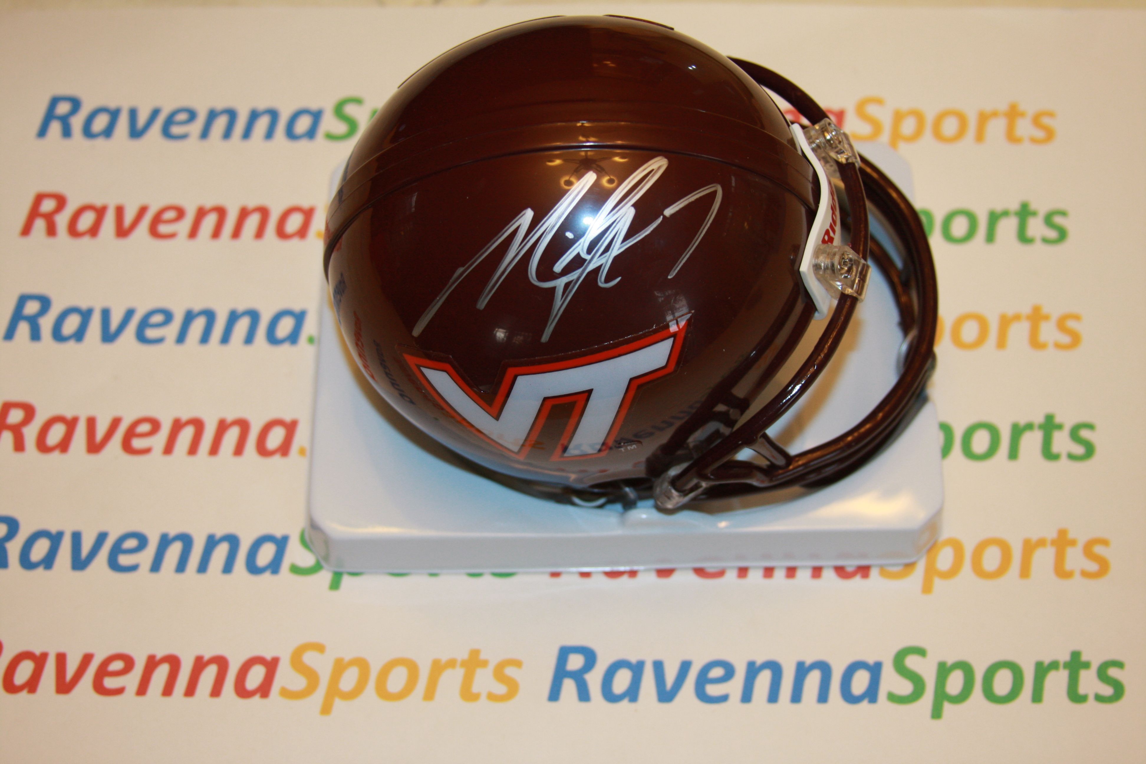 Michael Vick Autographed Virginia Tech Riddell Mini Helmet JSA