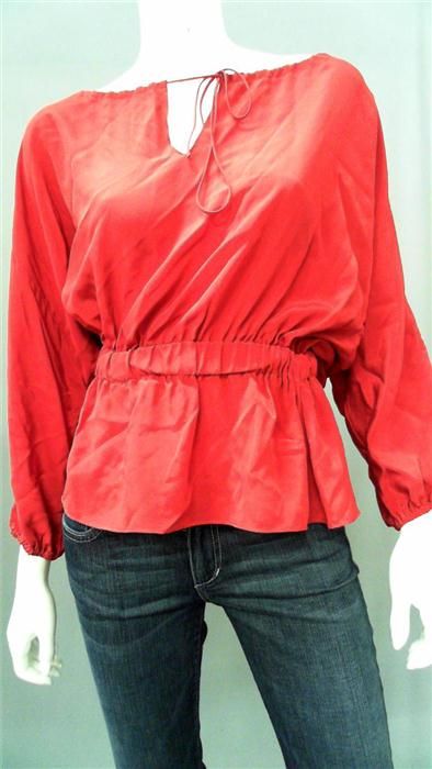 Aaron Ashe Michael Misses M Blouse Top Nileriv Red Solid 3 4 Sleeve