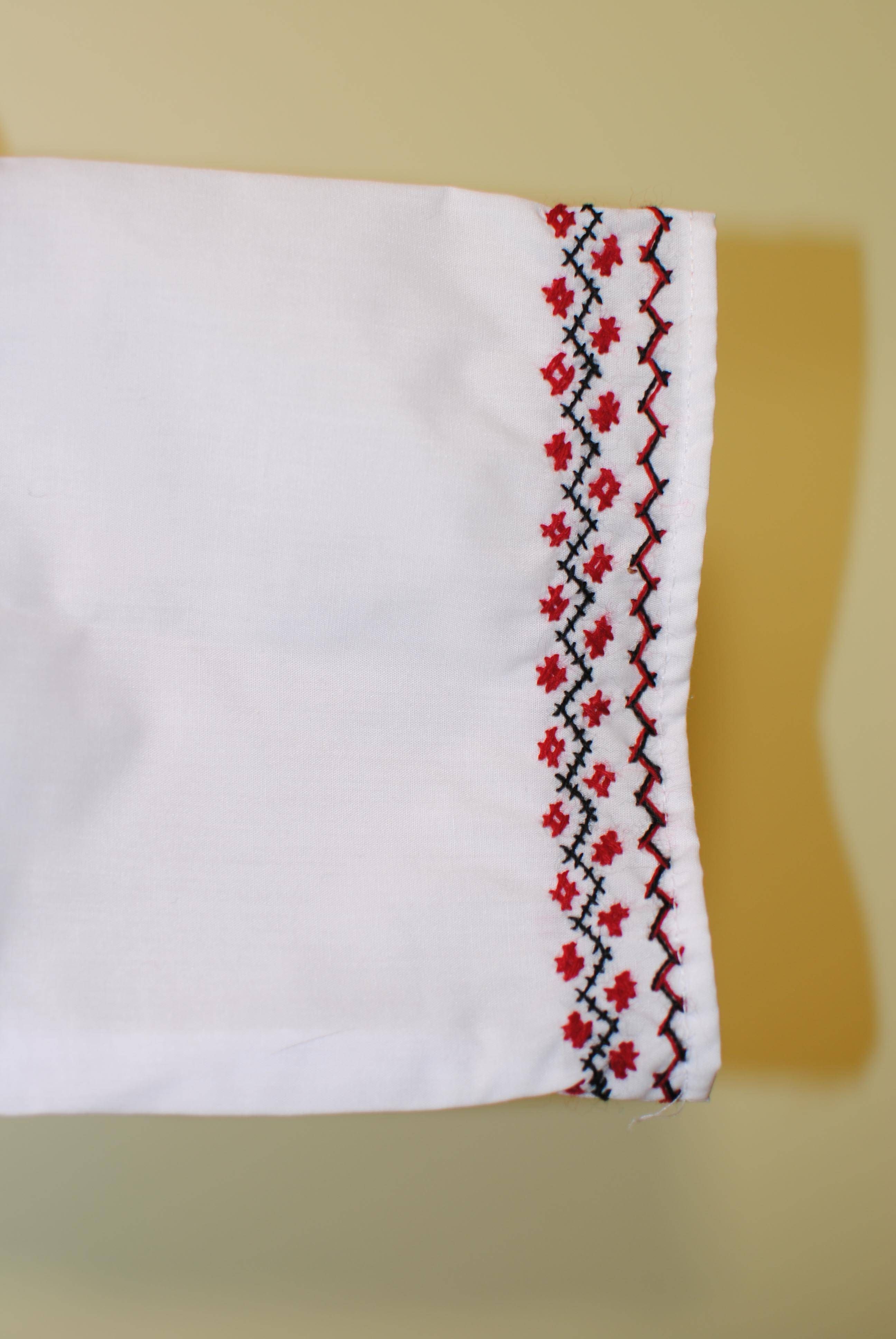 Vintage Cotton Ukrainian Hand Embroidered Women Shirt Blouse