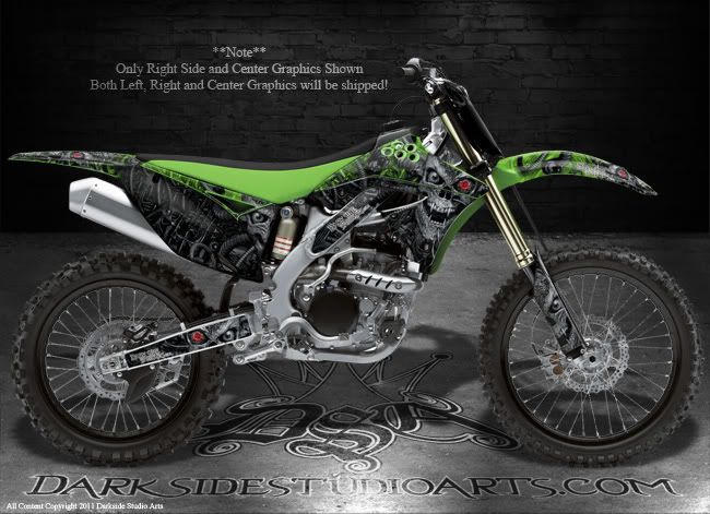 Kawasaki 2009 2012 KXF250 KX250F Graphics Machinehead Green and