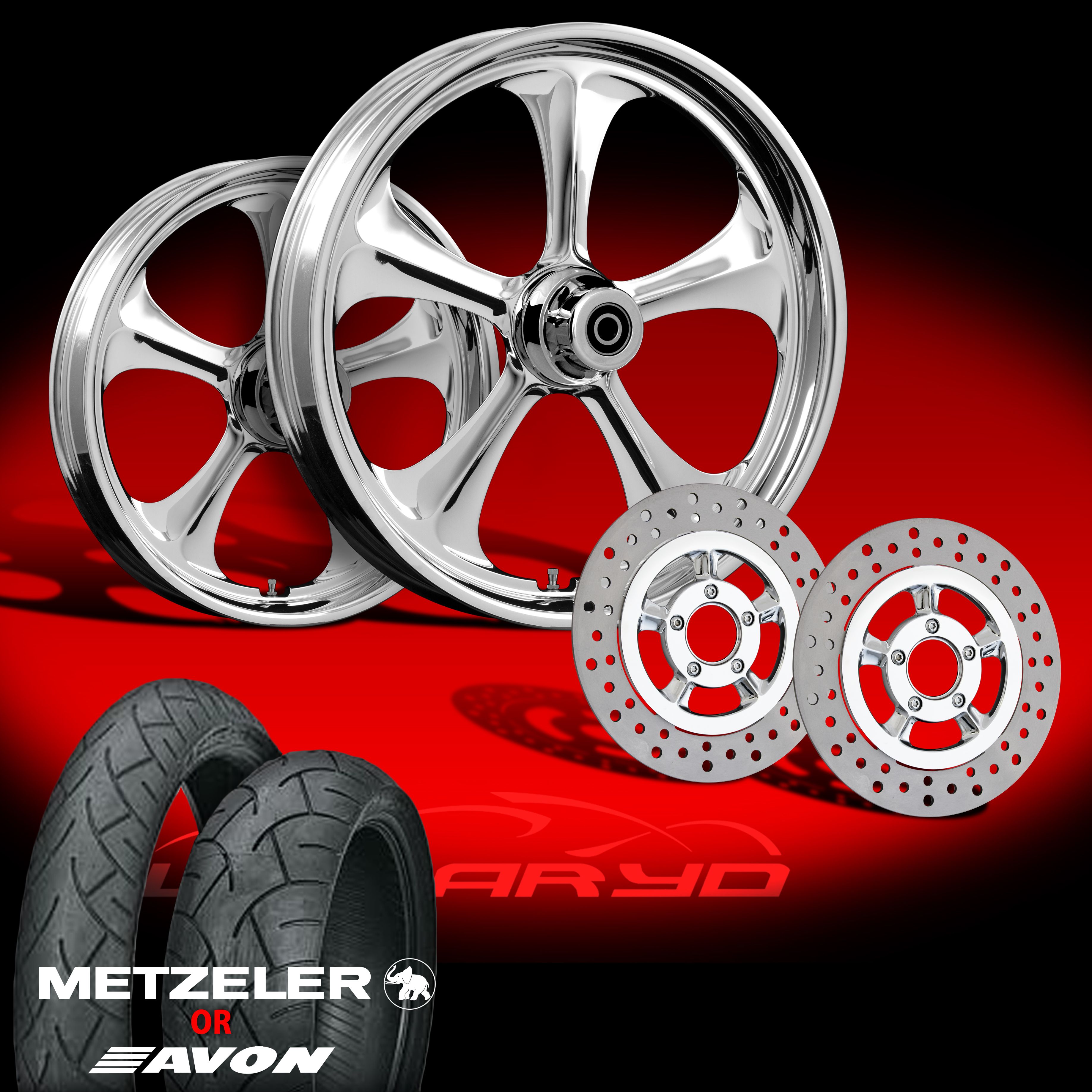 Adrenaline Chrome 21 Wheels Tires Dual Rotors for 2009 13 Harley