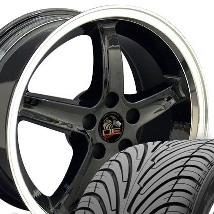  Black Cobra Style Deep Dish Wheels Rims Fit Mustang® GT Set