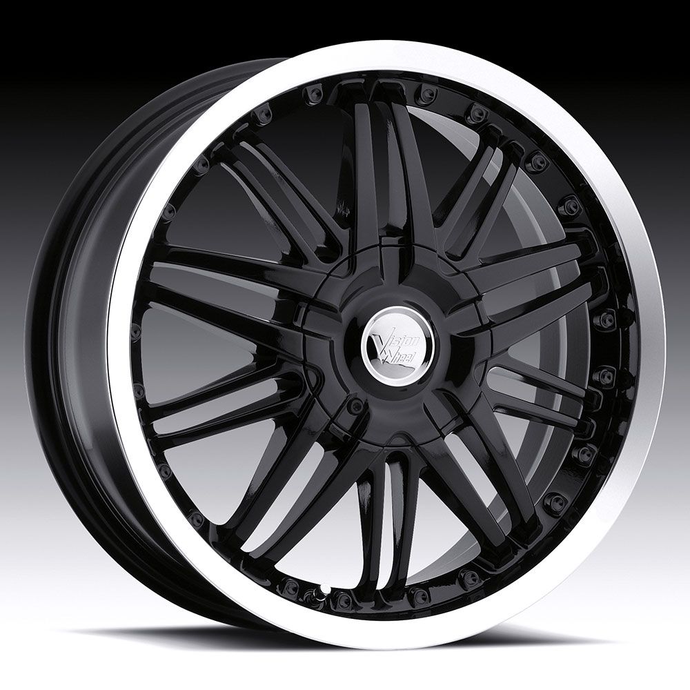 16 inch 5x115 108 Black Vision Avenger Wheels Rims Chevrolet Cadillac