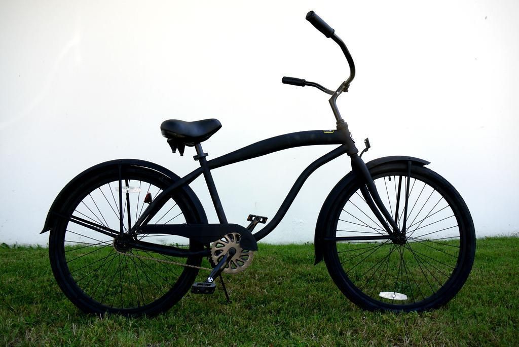 Cruiser Bike Bicycle Single Speed Color Flat Black w/ Black Wheels