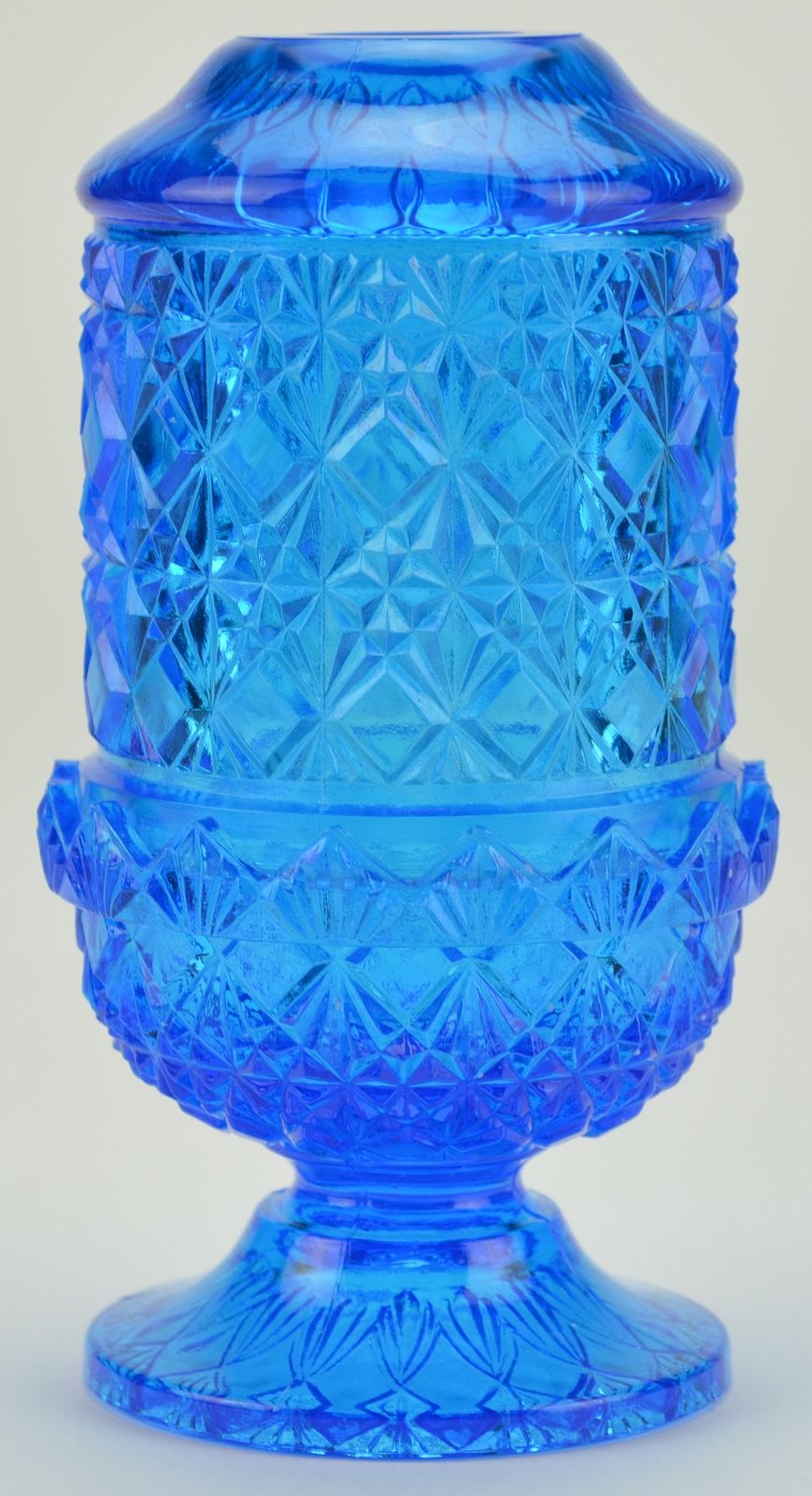 Blue Art Glass Fairy Lamp  Pressed Glass 6 Tall Decorative Home