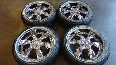 New Lexani LX 704 Chrome 20 Wheels Rims Vogue White Wall Tires 20x8 5