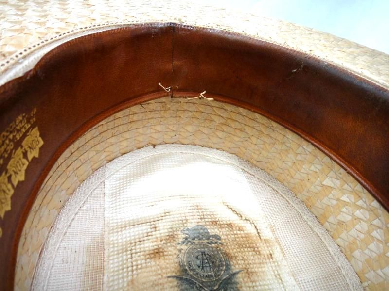 1906 Antique American Manufacture Straw Hat Mens Bon Ton Ivy