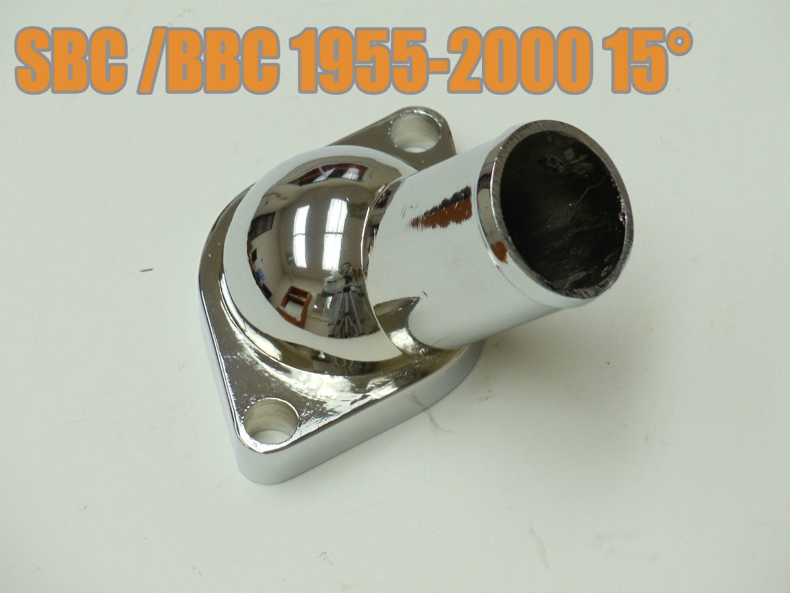 15° Degree Chrome Water Neck Thermostat Housing SBC BBC Chevy 1955