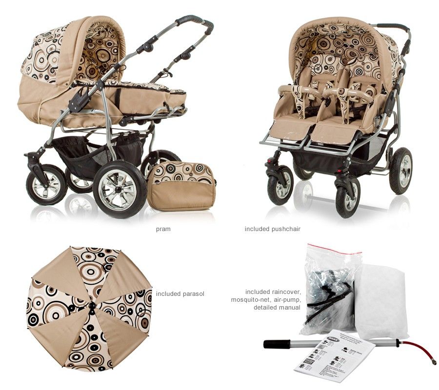 New Double Pram Duet in 14 Fantastic Colours Included Accessories