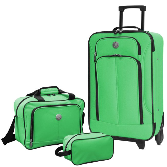 Travelers Club Euro Value Collection 3 Piece Carry on Luggage Set Lime