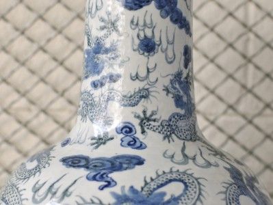 Fine *Rare* Large Chinese Blue and White Porcelain Bottle Vase, Ming