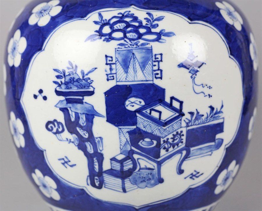 Antique Chinese Blue White Ginger Jar Kangxi 1662 1722