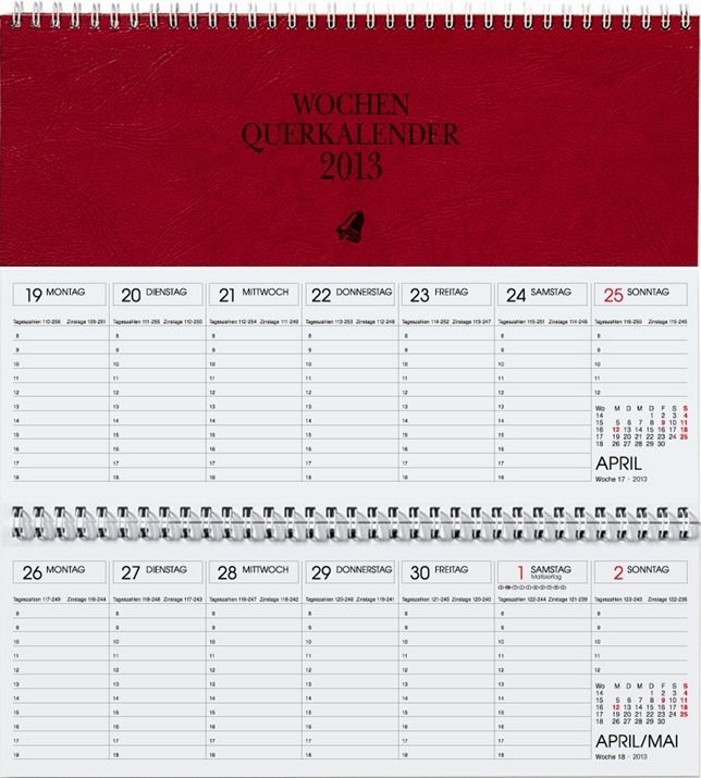 Tischkalender 2013 Bürokalender Glocken 1 Woche 1 Seite Querkalender