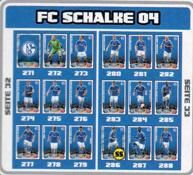 MATCH ATTAX 2012/2013 SCHALKE 04 ALLE KARTEN AUSSUCHEN 12/13