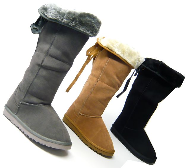 Damen Winter Stiefel warme Kunst Fell Stiefel