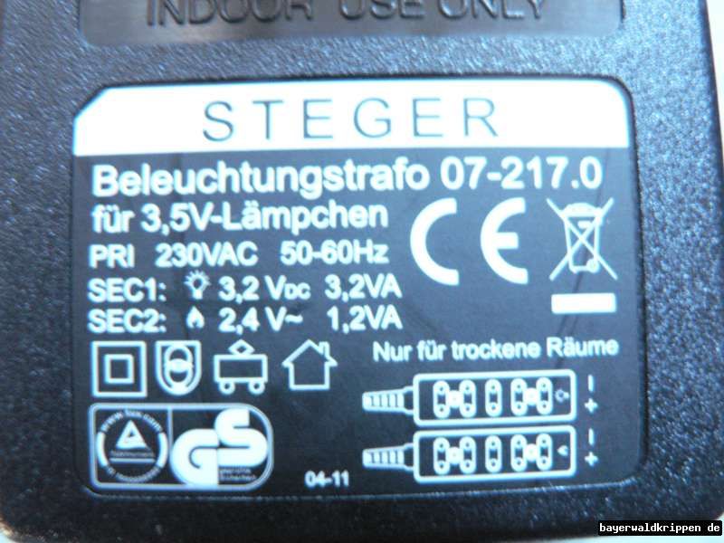 X057 Steger Beleuchtungs   Flacker   Ruhelicht   Trafo für