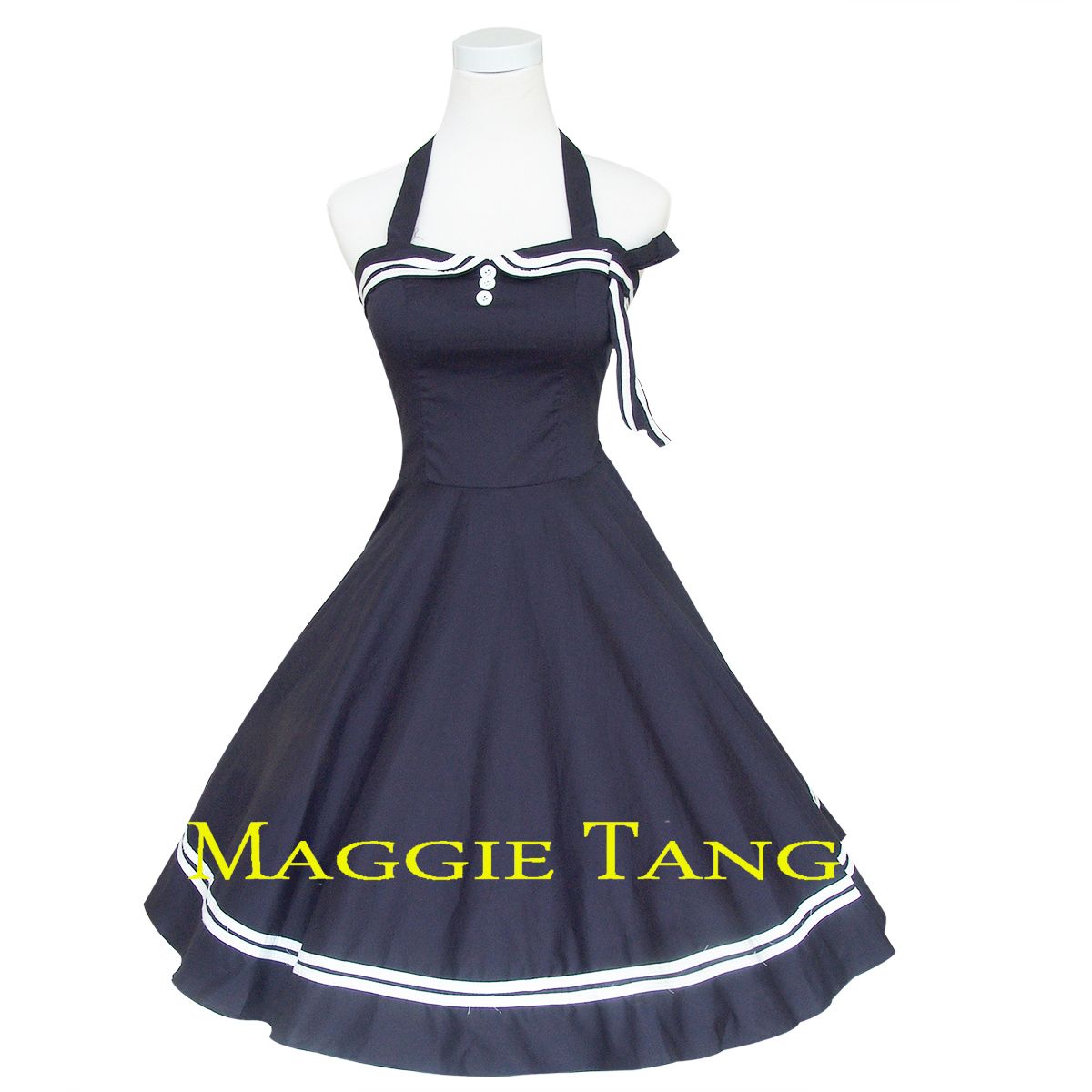 Navyblau 50er 60er Jahre Pin up Tanz Kleid z. Petticoat Rockabilly