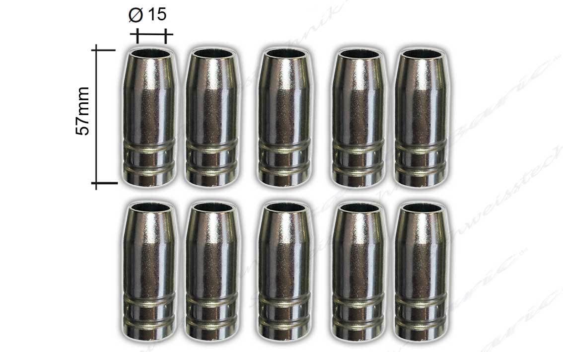 10 x Gasdüsen NW15 konisch MB25 TBI250 Ergolpus25 MIG/MAG Brenner