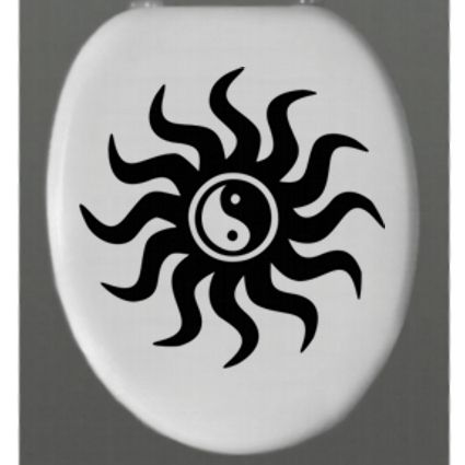 WC Deckel Tattoo Aufkleber Dekor YingYang Sonne 26x26