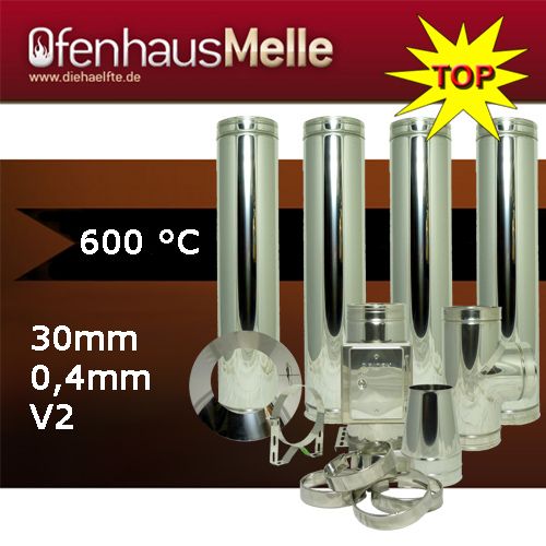 Edelstahlschornstein Paket doppelwandig Kamin Schornstein ø 150, 30mm