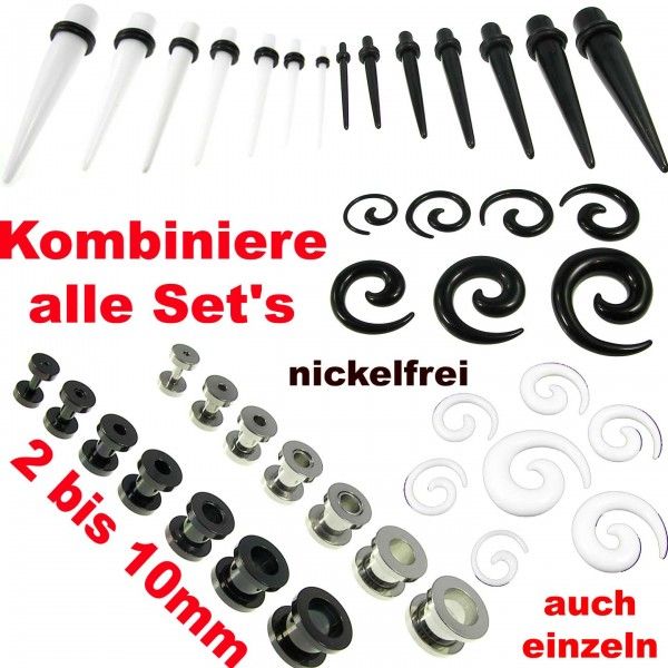 Set Tunnel Dehnstab Dehnungsset Dehnungssichel Spirale Schnecke 2 3 4