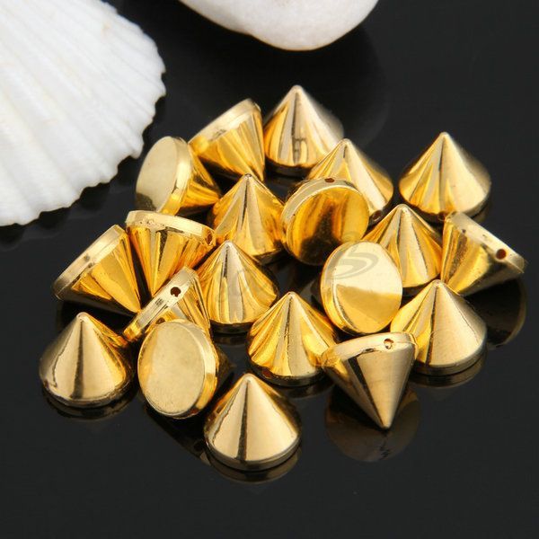 20 Killer Nieten Killernieten Spikes Spitz Schraubnieten Gold Punk