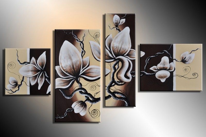 Magnolie M21   4 Bilder ca.120x70cm KOMPLETT Handgemalt