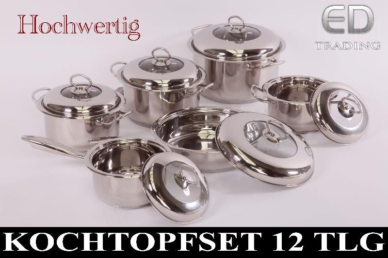 12 tlg. Hochwertig Edelstahl Kochtopfset  Kochtopf Topfset Topf Set