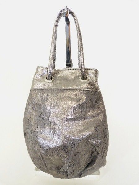 SISTE S LEDER BEUTELTASCHE TASCHE silber mit SPITZE LUXUS PUR /BG642