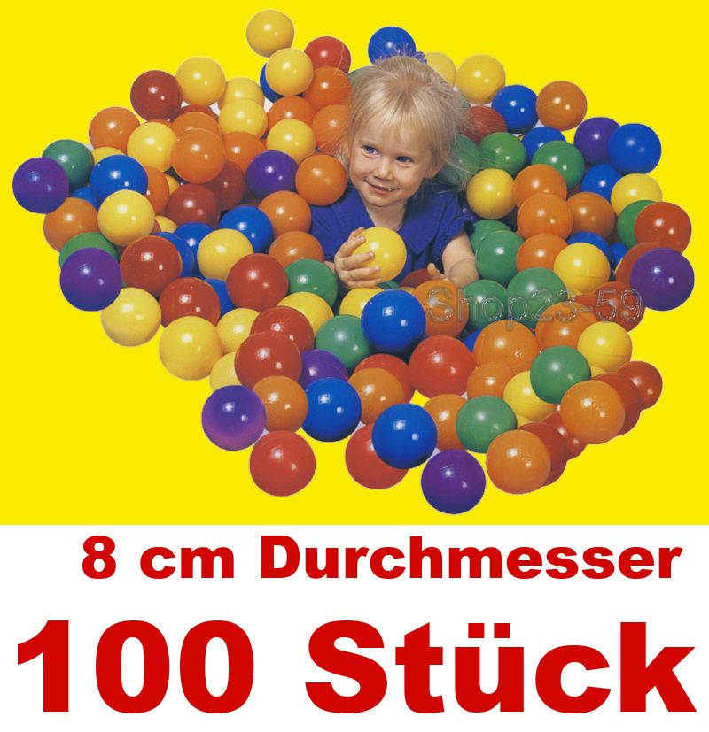 100 Plastikbälle luftgefüllte Bälle 8cm Ø Fun Ballz für Hüpfburg