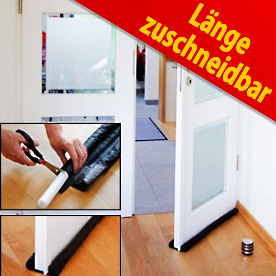 Zugluftstopper Türluftstopper Kältestopper schwarz 96cm zuschneidbar