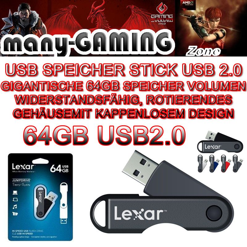 Computer PC Pen Drive Speicher Stick USB2 0 64GB LEXAR JumpDrive