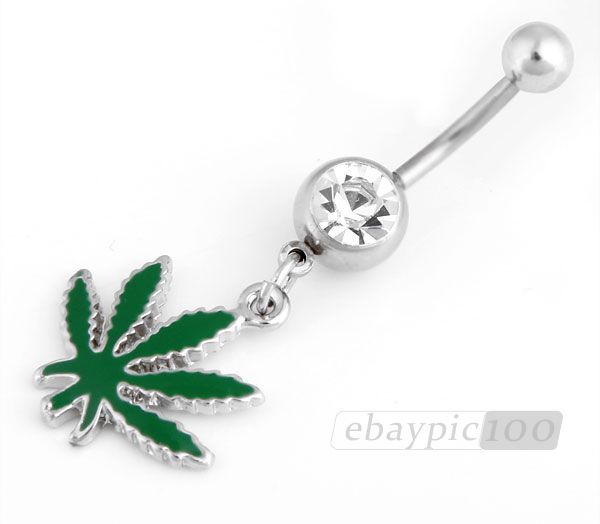 Bauchnabelpiercing Bauchpiercing 316L Marihuana Blatt TOP