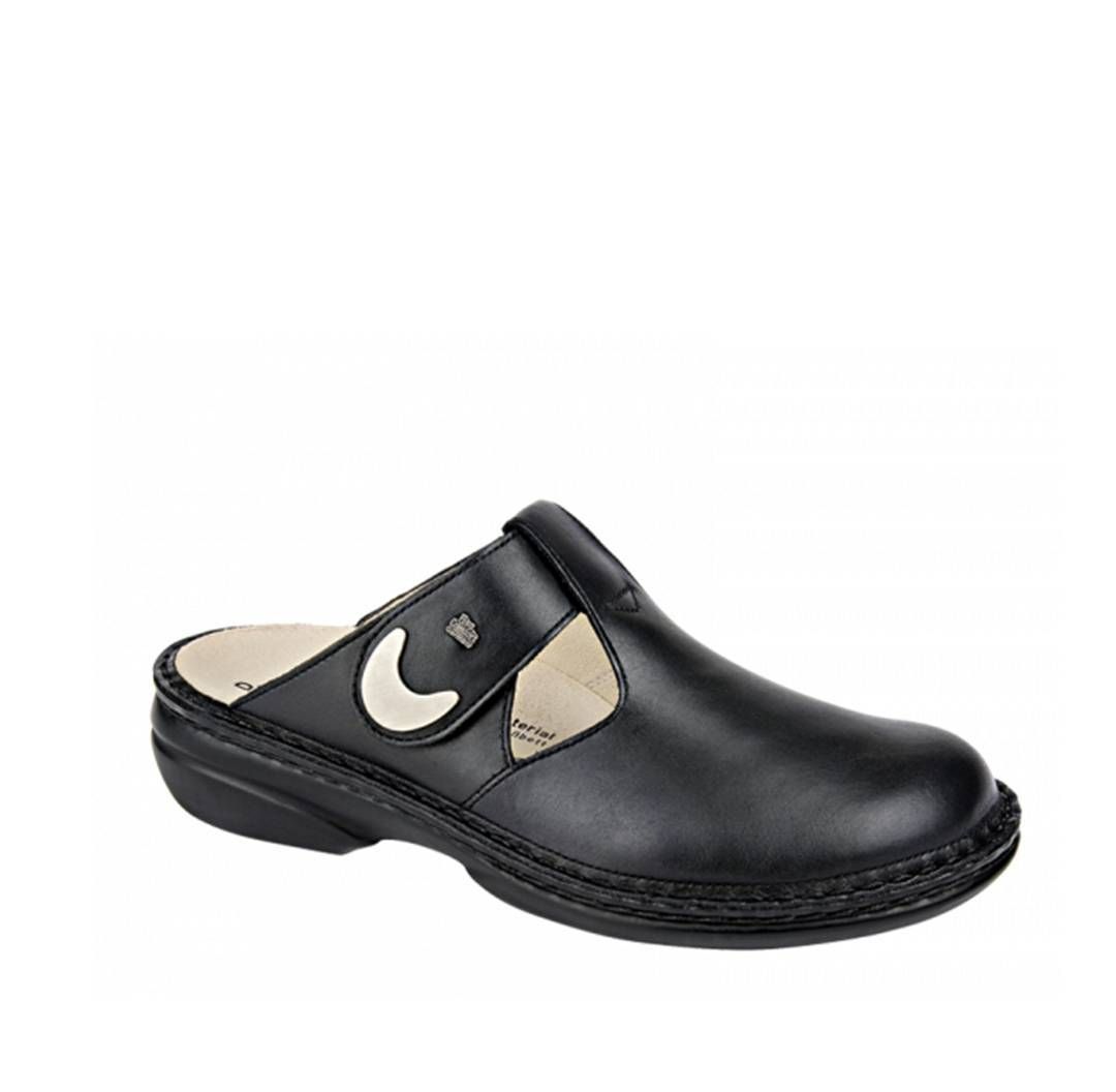 Finn Comfort Belem Damen Clogs in Schwarz aus NappaSeda Leder  mit