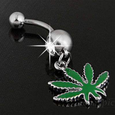 Bauchnabelpiercing Bauchpiercing 316L Marihuana Blatt TOP