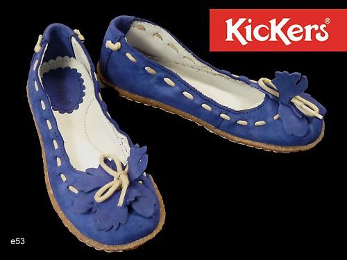 KICKERS blau weich Leder Ballerina Mädchen Gr 25 NP 75€