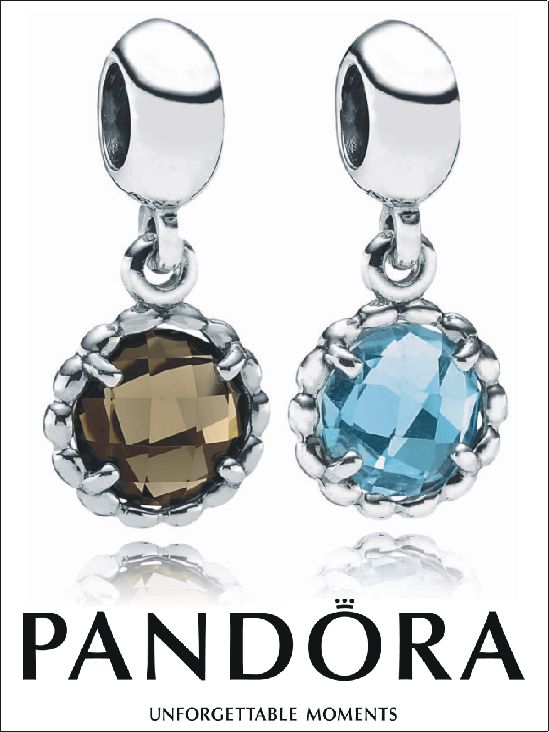 PANDORA MOMENTS ELEMENT 791021 SILBERANHÄNGER BLAUER TOPAS RAUCHQUARZ