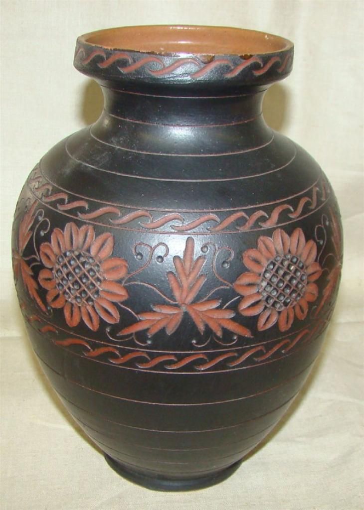 Künstlervase mit Ritzdekor, signiert, H 23 cm 186/3009