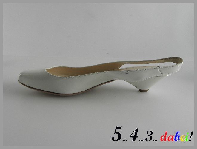 PRADA Damen Schuhe Slingback Sandaletten Peeptoe creme Lackleder Gr