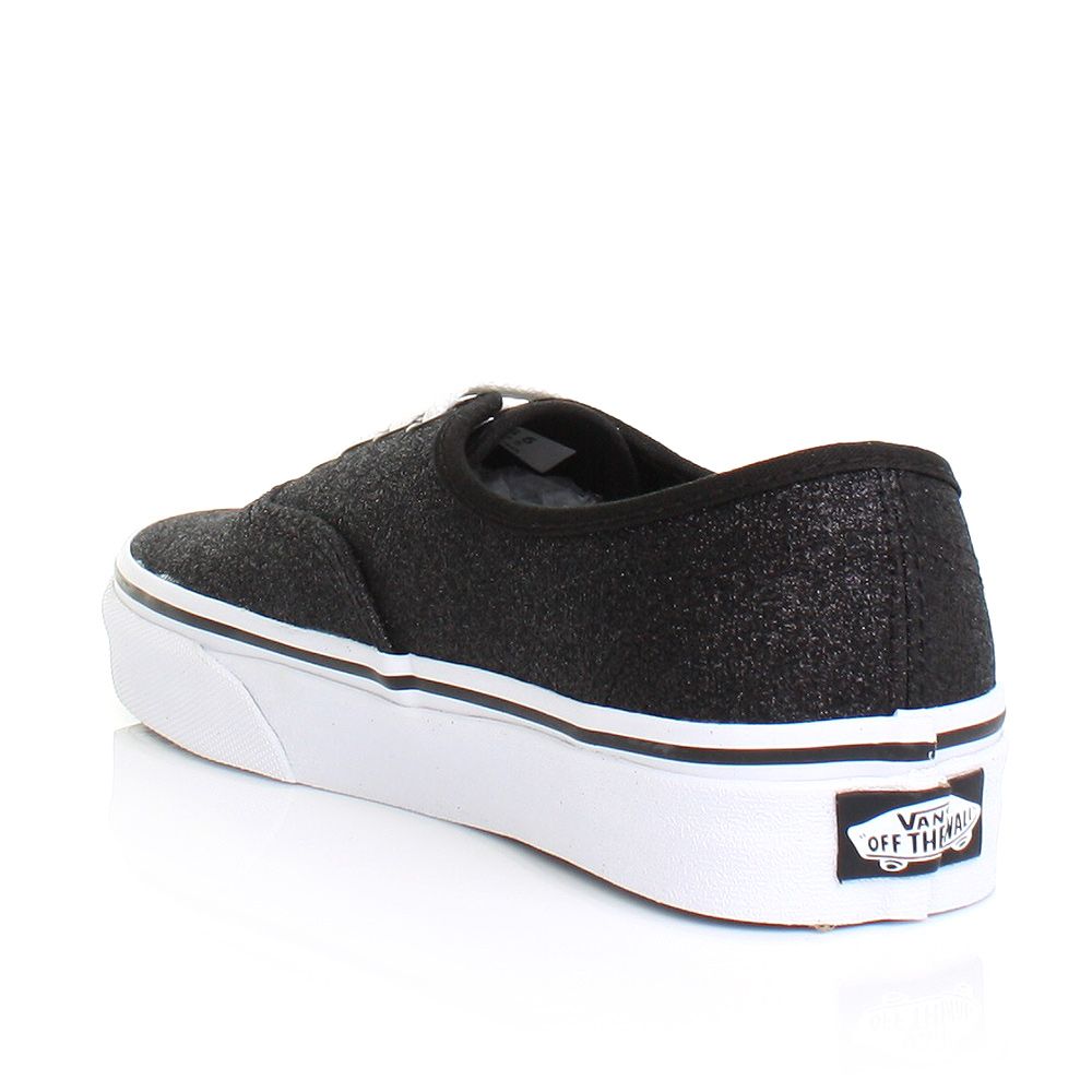 Damen Turnschuhe Vans Authentisch Schwarz Glitzer Schnürbar 36   41