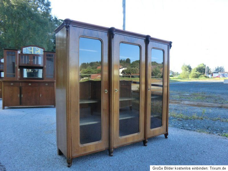 Traum Vitrine Gründerzeit Art Deco Bücherschrank Glasschrank Nr