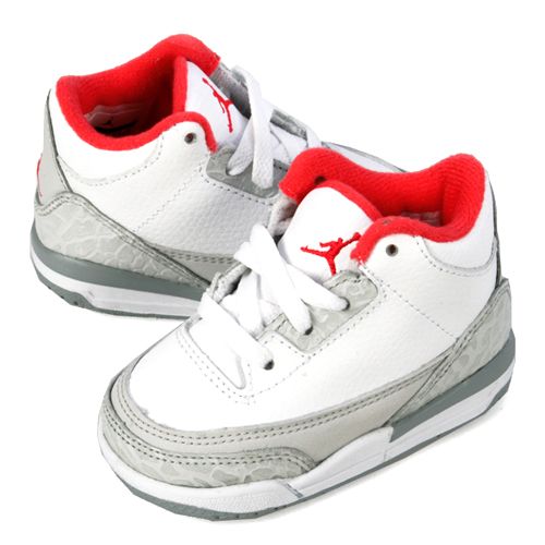 NIKE GIRLS AIR JORDAN 3 RETRO (TD) TODDLER SIZE 4 White Wolf Grey