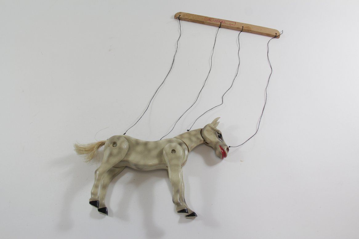 Marionette Holz Pferd bemalt Firma Jeka ~1920