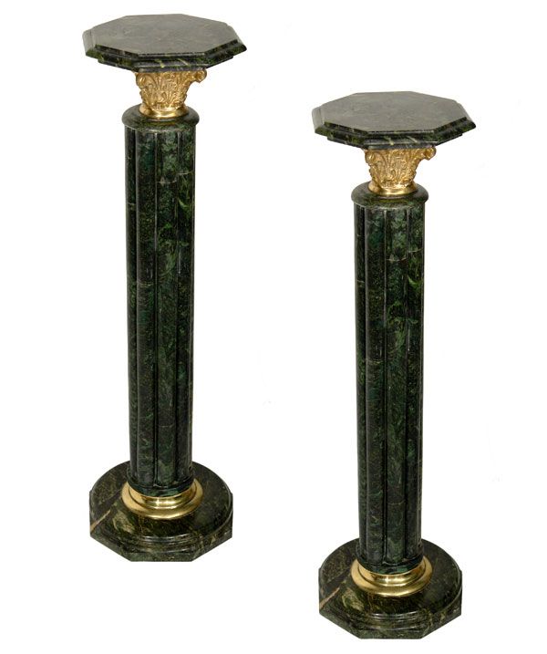 PAAR MARMOR SÄULEN PEDESTAL MARMOR TISCH GRÜN 2 ER SET