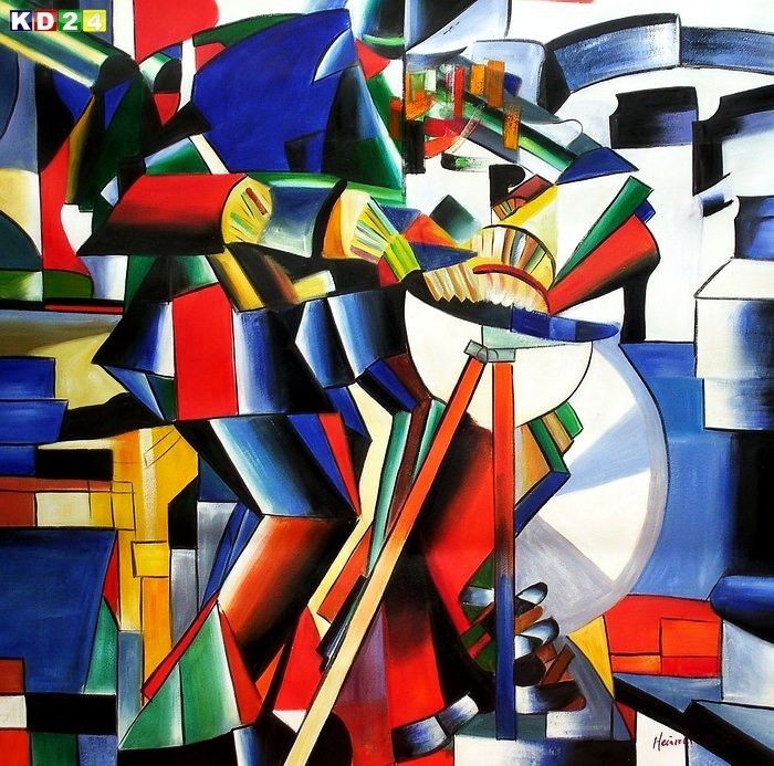 KAZIMIR MALEVICH MESSERSCHLEIFER 120x120cm m70955 OLGEMALDE HANDGEMALT